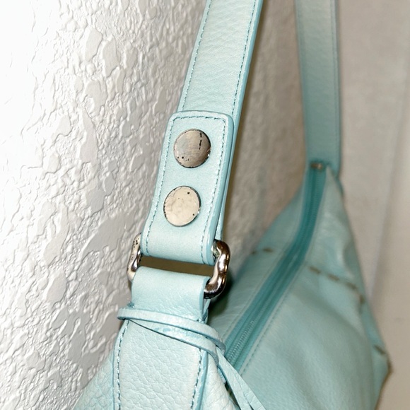 Baby Blue Leather Baguette Shoulder Bag By SIGRID OLSEN Y2K Style Shoulder Bag - Picture 4 of 15